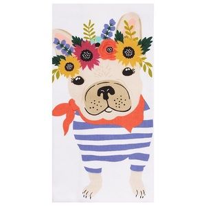 2pk Kitchen Towels ◈ Frenchie Spring Floral Flowers